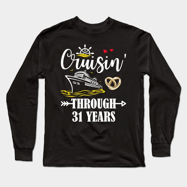 Cruising Through 31 Years Family 31st Anniversary Cruise Couple Long Sleeve T-Shirt by Davito Pinebu 